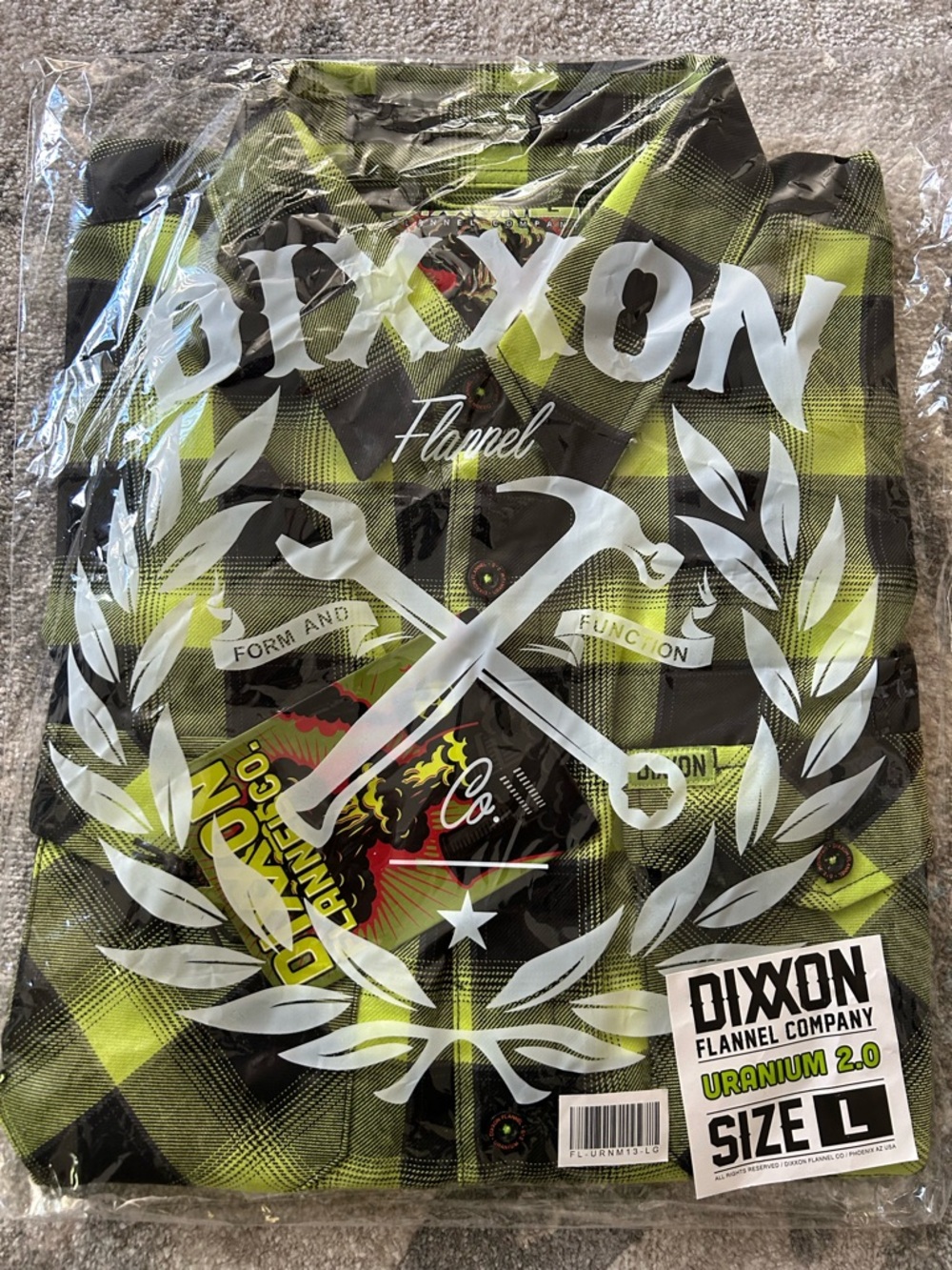 DIXXON Uranium 2.0 Green and Black Flannel Button-Down Shirt - Size L